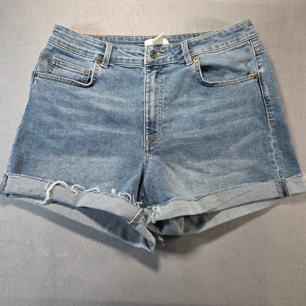 HM Hennes & Mauritz Womens High Waisted Denim Shorts‎ Medium Wash Blue Size 14